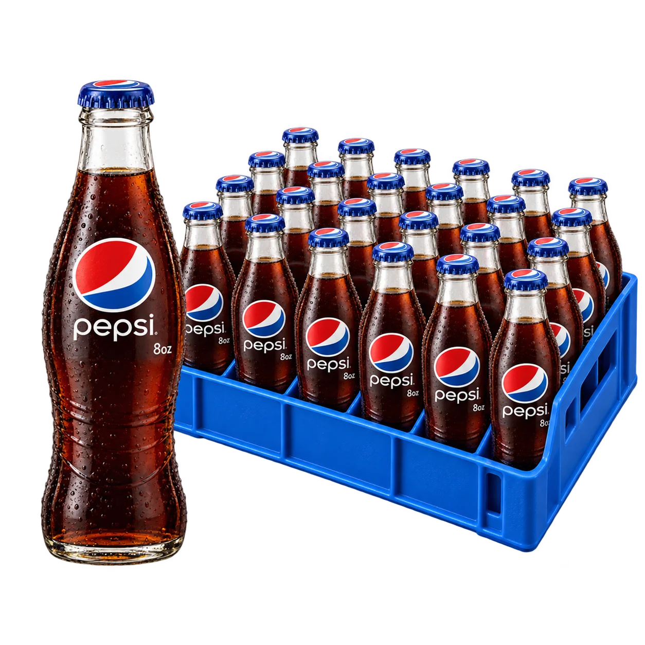 Pepsi 8oz — one unit in front of 24 bottles in a BMR sales pack