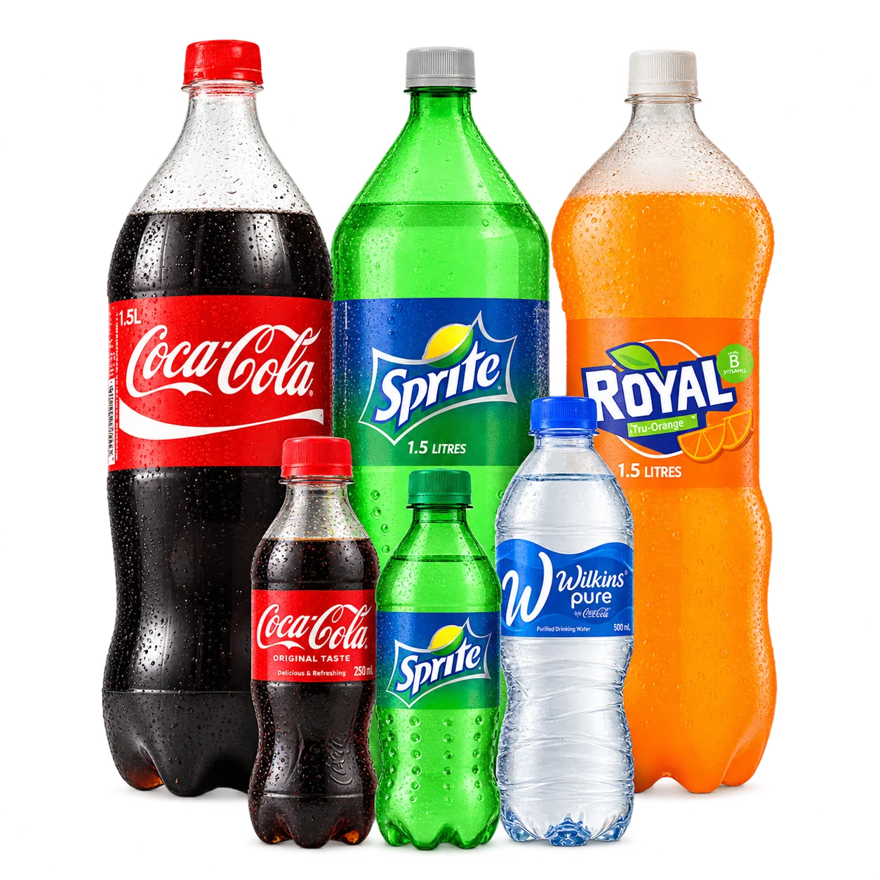 Coca-Cola family: Coke, Sprite, Royal, Mismo and Wilkins
